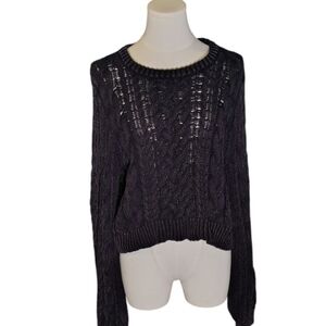 Arizona Jeans Co. Vintage Scoop Gray Cable Knit Sweater Size Large